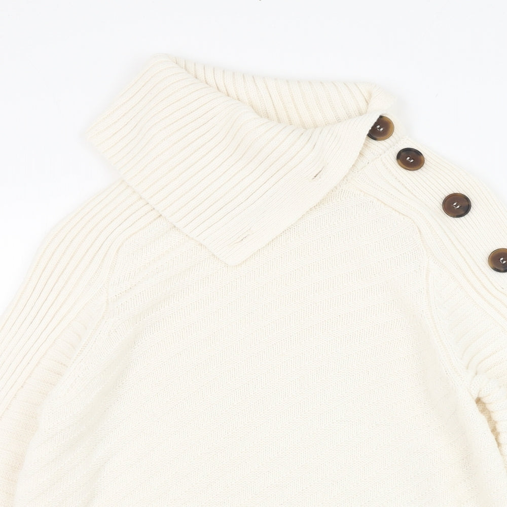 Marks and Spencer Womens Ivory Roll Neck  Acrylic Pullover Jumper Size S