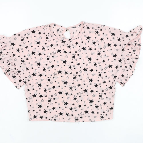Dunnes Stores Girls Pink  Polyester Tunic T-Shirt Size 7 Years Round Neck Pullover - Star