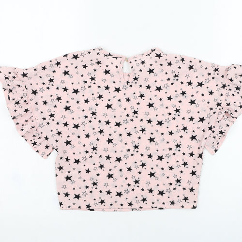 Dunnes Stores Girls Pink  Polyester Tunic T-Shirt Size 7 Years Round Neck Pullover - Star
