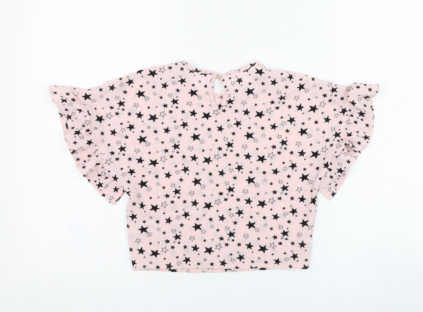 Dunnes Stores Girls Pink  Polyester Tunic T-Shirt Size 7 Years Round Neck Pullover - Star