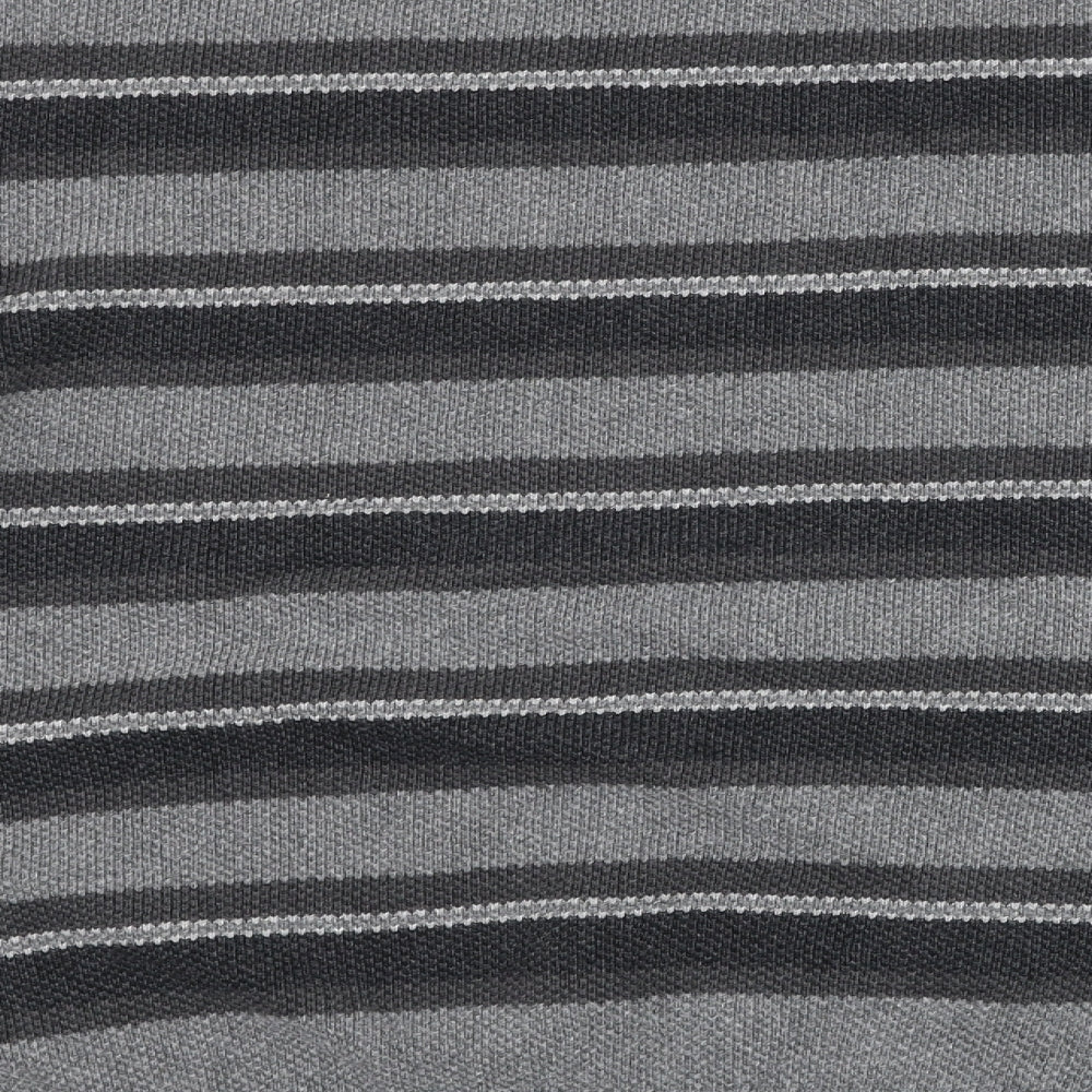 Dunnes Stores Mens Grey Round Neck Striped Cotton Pullover Jumper Size 2XL