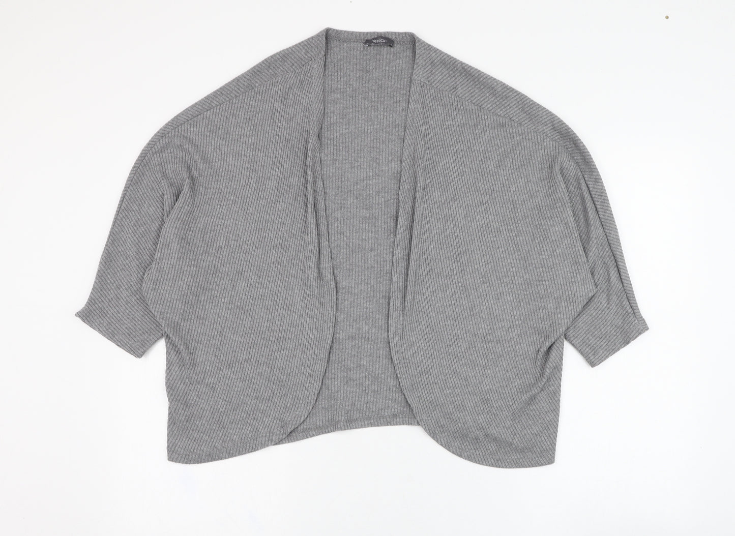 Yessica Womens Grey Round Neck  Polyester Cardigan Jumper Size S