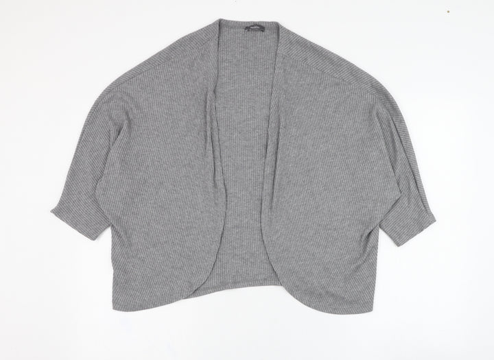 Yessica Womens Grey Round Neck  Polyester Cardigan Jumper Size S