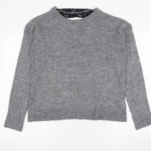 VERO MODA Womens Grey Round Neck  Acrylic Pullover Jumper Size L