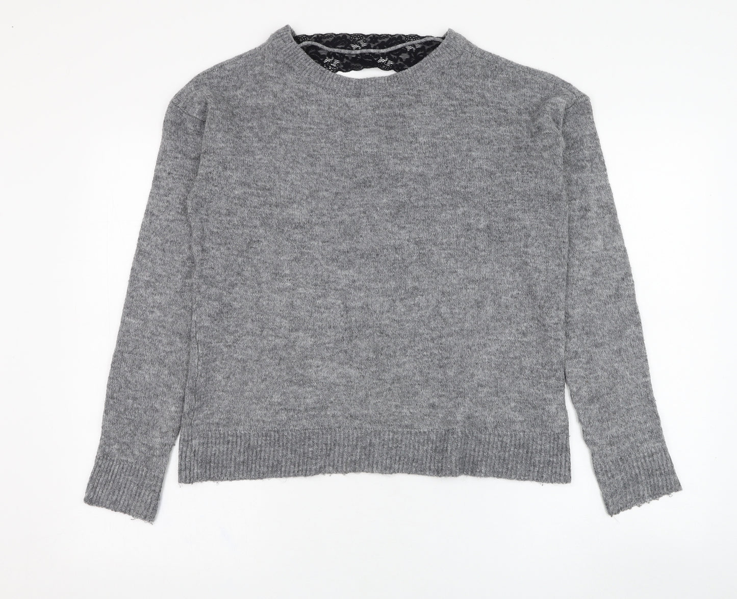 VERO MODA Womens Grey Round Neck  Acrylic Pullover Jumper Size L