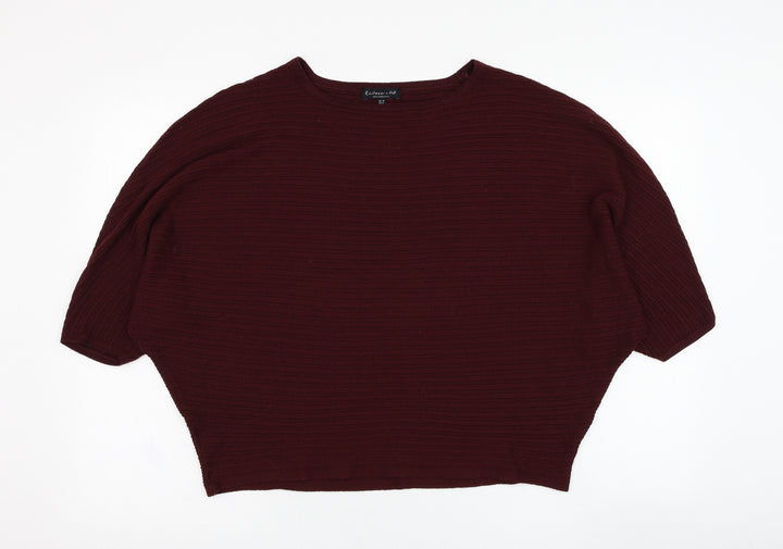 F&F Womens Red Round Neck  Polyester Pullover Jumper Size 10
