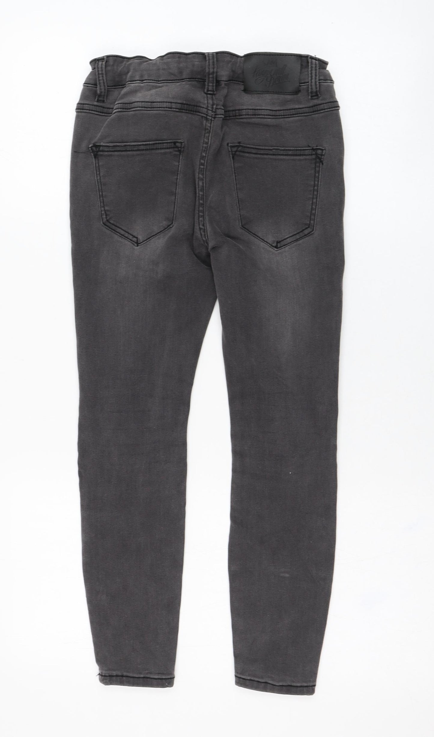 Kings Will Dream Boys Grey  Cotton Skinny Jeans Size 8-9 Years  Regular Zip - Distressed