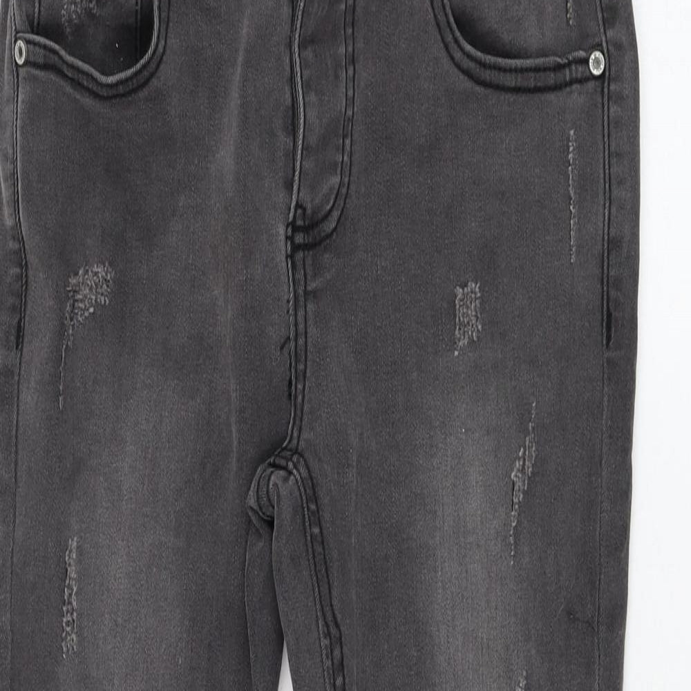 Kings Will Dream Boys Grey  Cotton Skinny Jeans Size 8-9 Years  Regular Zip - Distressed