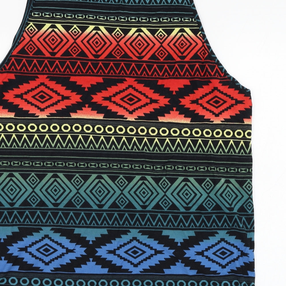 New Look Mens Multicoloured Geometric Cotton  T-Shirt Size L Round Neck