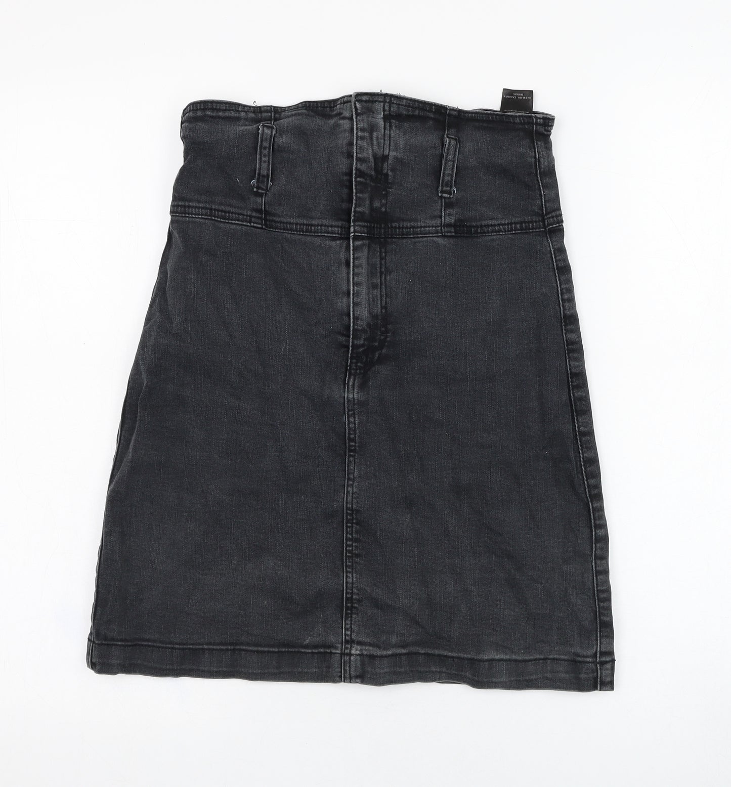 Forever New  Womens Black  Cotton Straight & Pencil Skirt Size 10   Zip - High Waisted