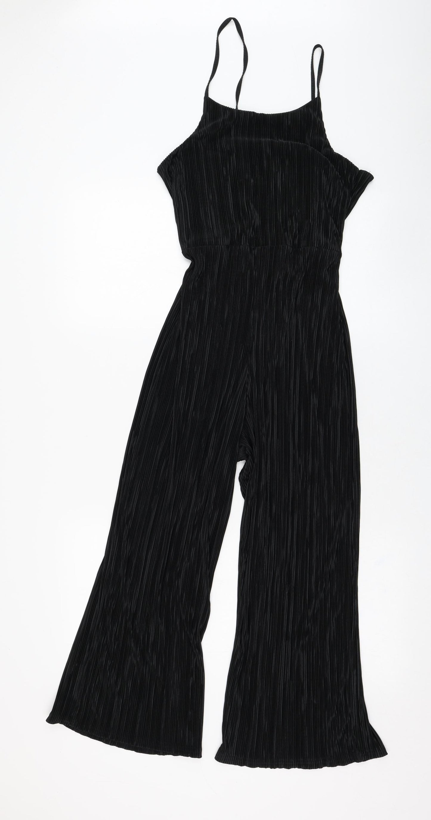 Preworn Womens Black  Polyester Jumpsuit One-Piece Size 8 L22 in Tie