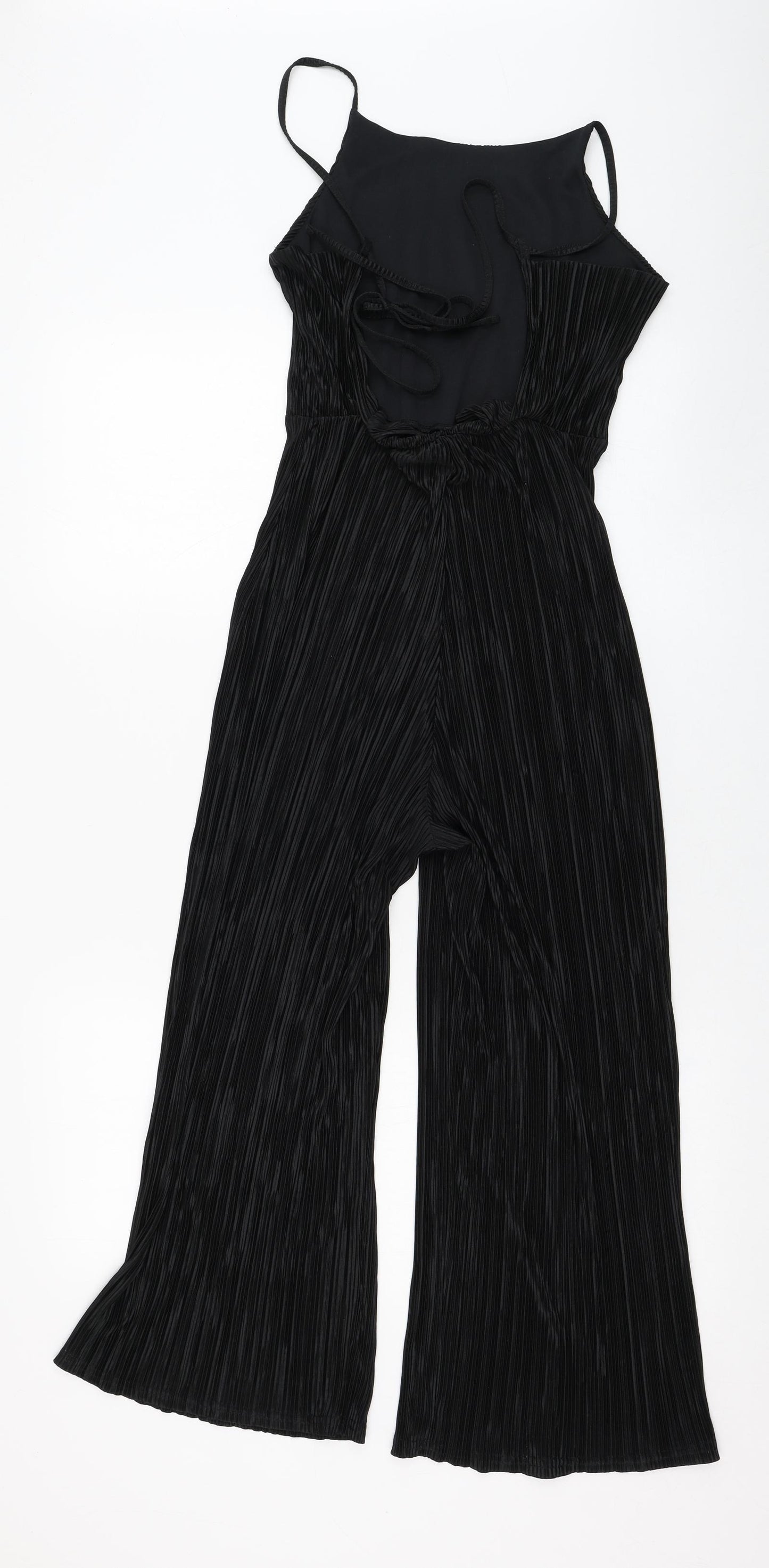 Preworn Womens Black  Polyester Jumpsuit One-Piece Size 8 L22 in Tie
