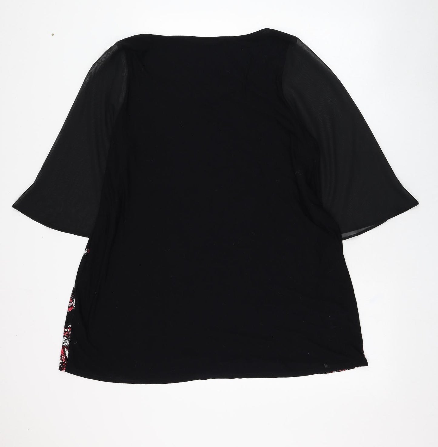 E. Womens Black  Viscose Tunic Blouse Size 18 Round Neck - Butterfly