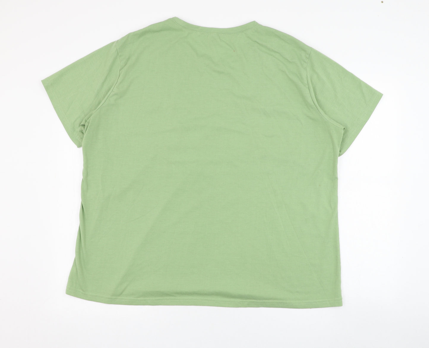 SheIn Womens Green  Cotton Basic T-Shirt Size 2XL Round Neck - Alaska