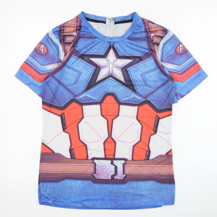 Zootop Bear Boys Blue Cotton Basic T-Shirt Size L Round Neck Pullover - Avengers