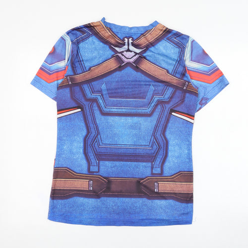 Zootop Bear Boys Blue  Cotton Basic T-Shirt Size L Round Neck Pullover - Avengers