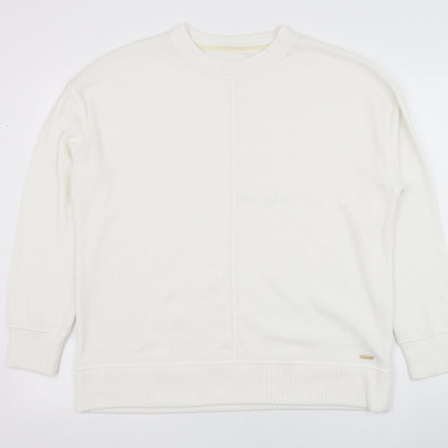 Dunnes Stores Womens Ivory Round Neck  Polyester Pullover Jumper Size 8