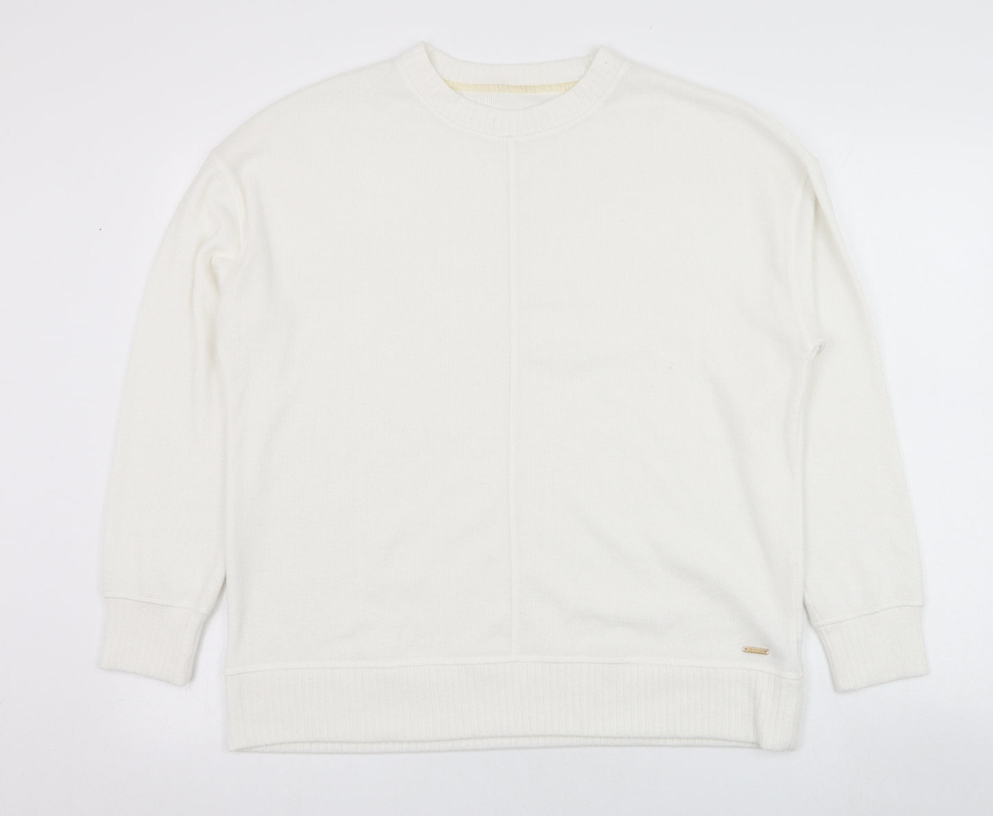 Dunnes Stores Womens Ivory Round Neck  Polyester Pullover Jumper Size 8