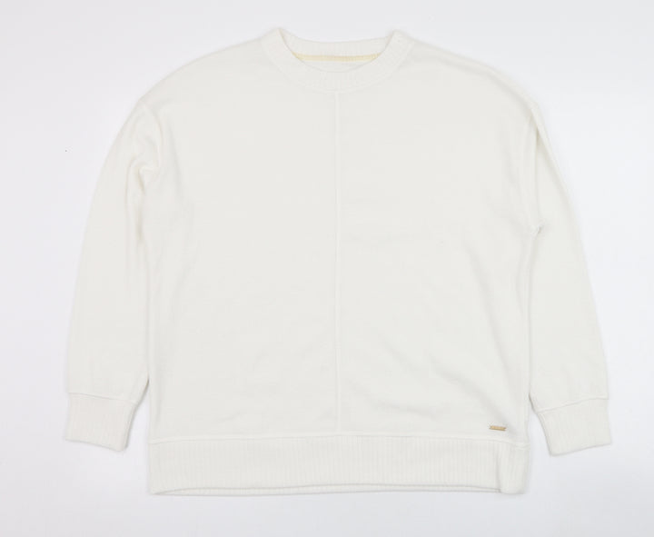 Dunnes Stores Womens Ivory Round Neck  Polyester Pullover Jumper Size 8