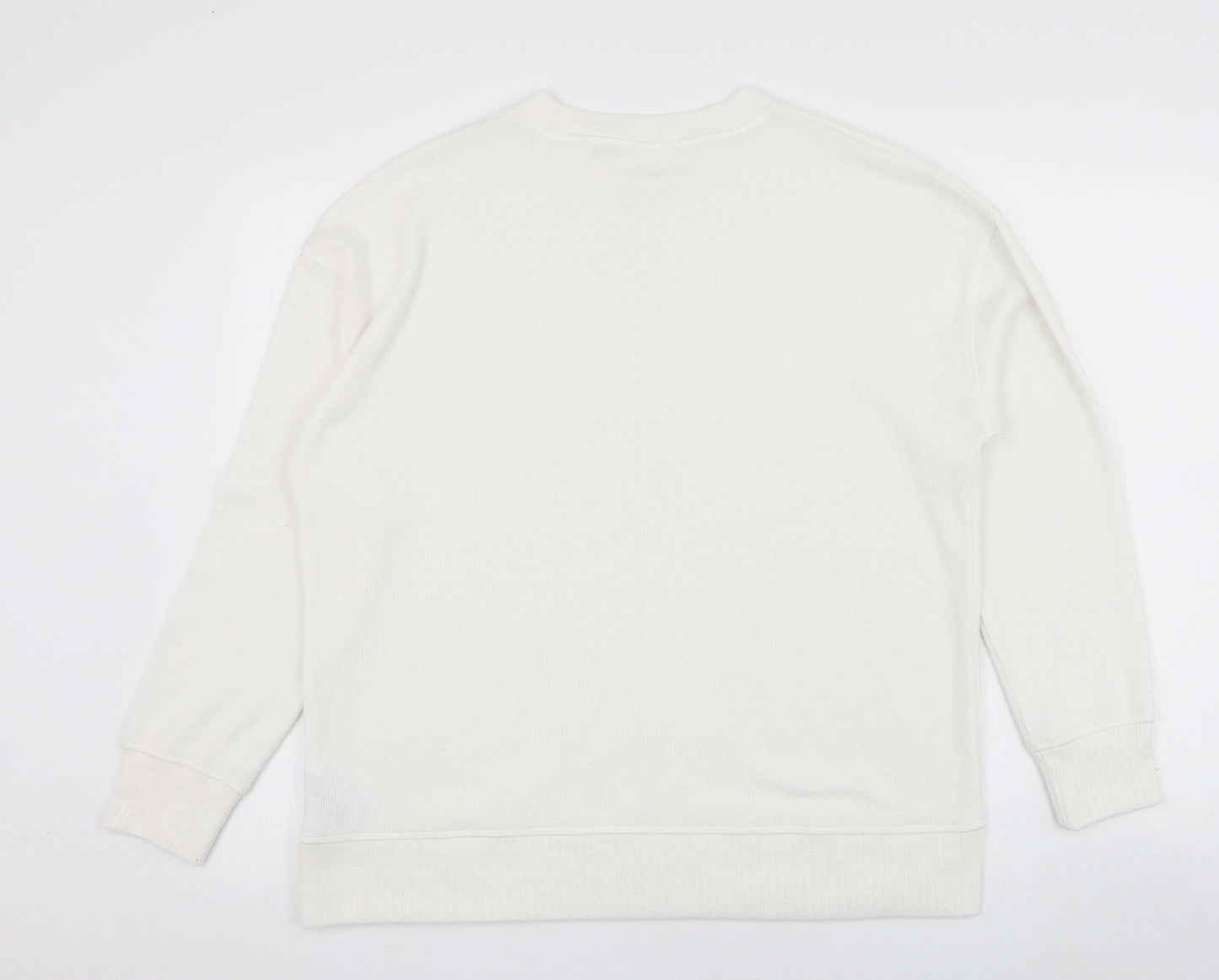 Dunnes Stores Womens Ivory Round Neck  Polyester Pullover Jumper Size 8