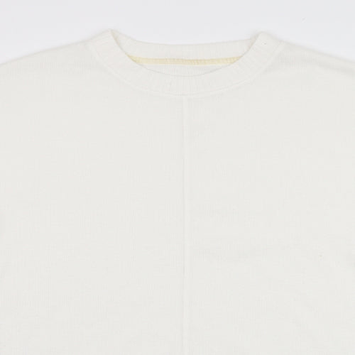 Dunnes Stores Womens Ivory Round Neck  Polyester Pullover Jumper Size 8