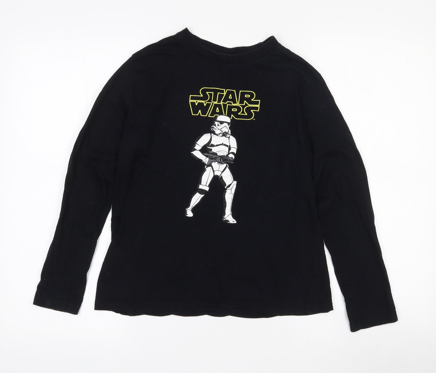 Primark Boys Black  Cotton Pullover T-Shirt Size 11-12 Years Crew Neck  - Star Wars