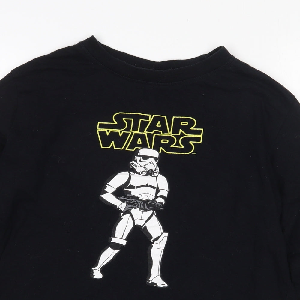 Primark Boys Black  Cotton Pullover T-Shirt Size 11-12 Years Crew Neck  - Star Wars