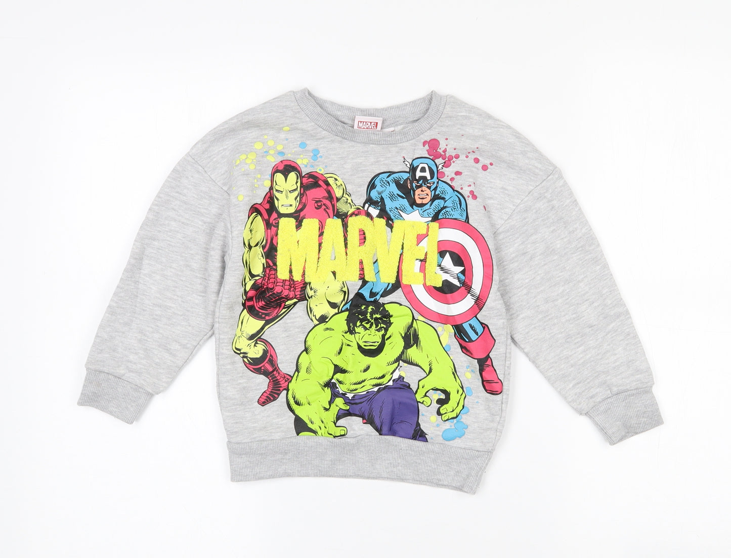 Primark Boys Grey  Cotton Pullover Sweatshirt Size 4-5 Years   - Marvel