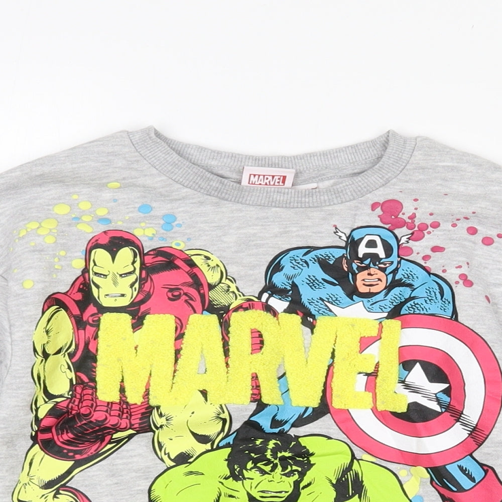 Primark Boys Grey  Cotton Pullover Sweatshirt Size 4-5 Years   - Marvel