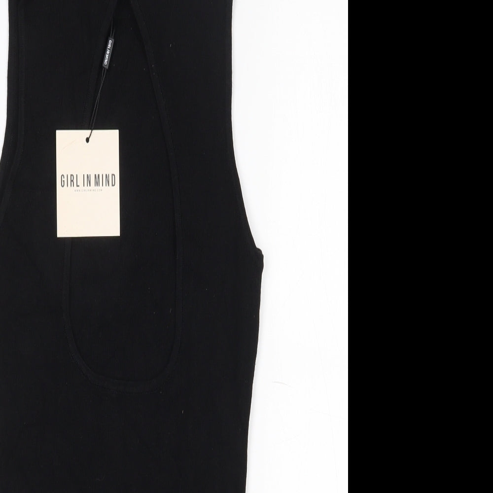 Girl in Mind Womens Black  Viscose Bodysuit One-Piece Size S   - S/M