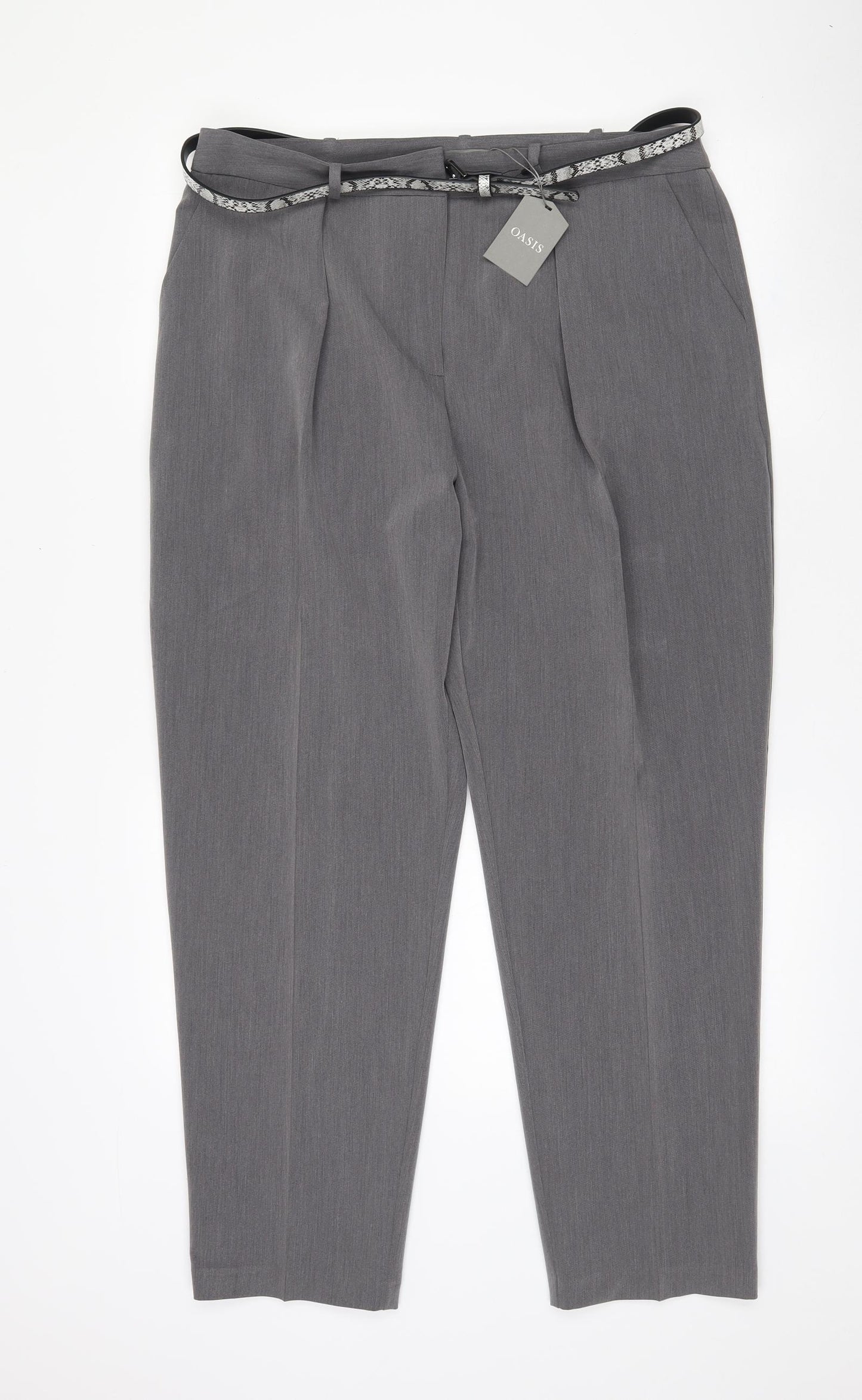 Oasis Womens Grey  Polyester Dress Pants Trousers Size 16 L28 in Regular Zip