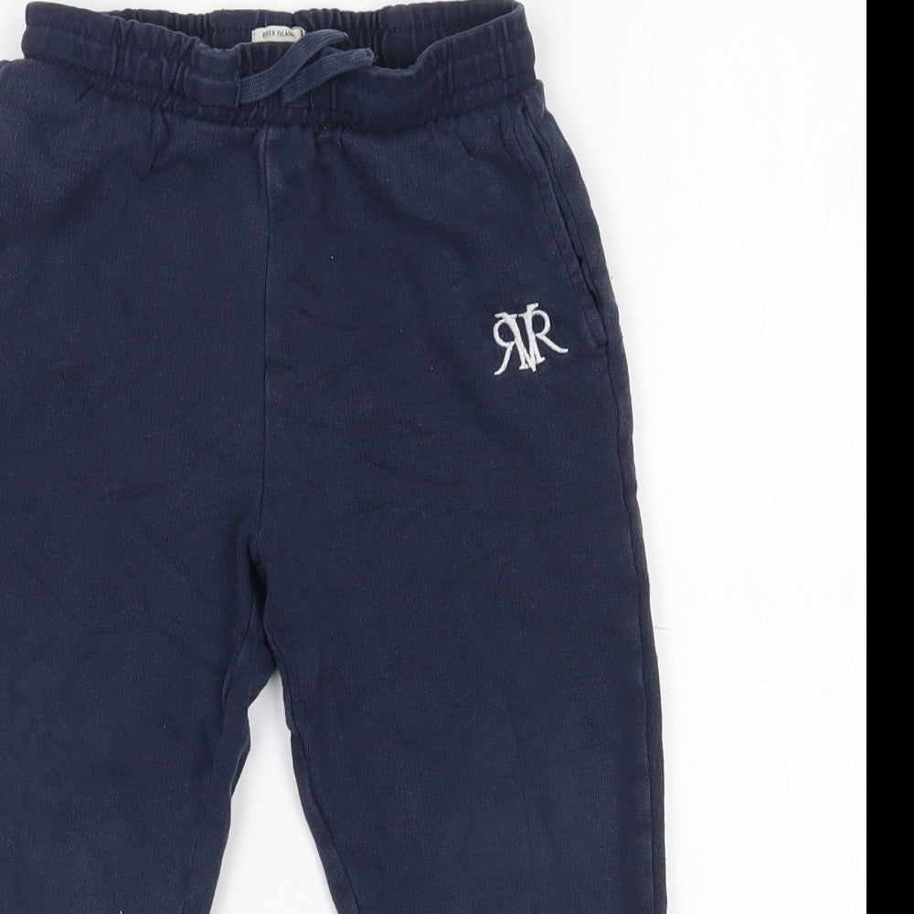 River Island Boys Blue  Cotton Jogger Trousers Size 4-5 Years  Regular  - Navy