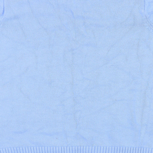 Isle Womens Blue V-Neck  Cotton Pullover Jumper Size 18