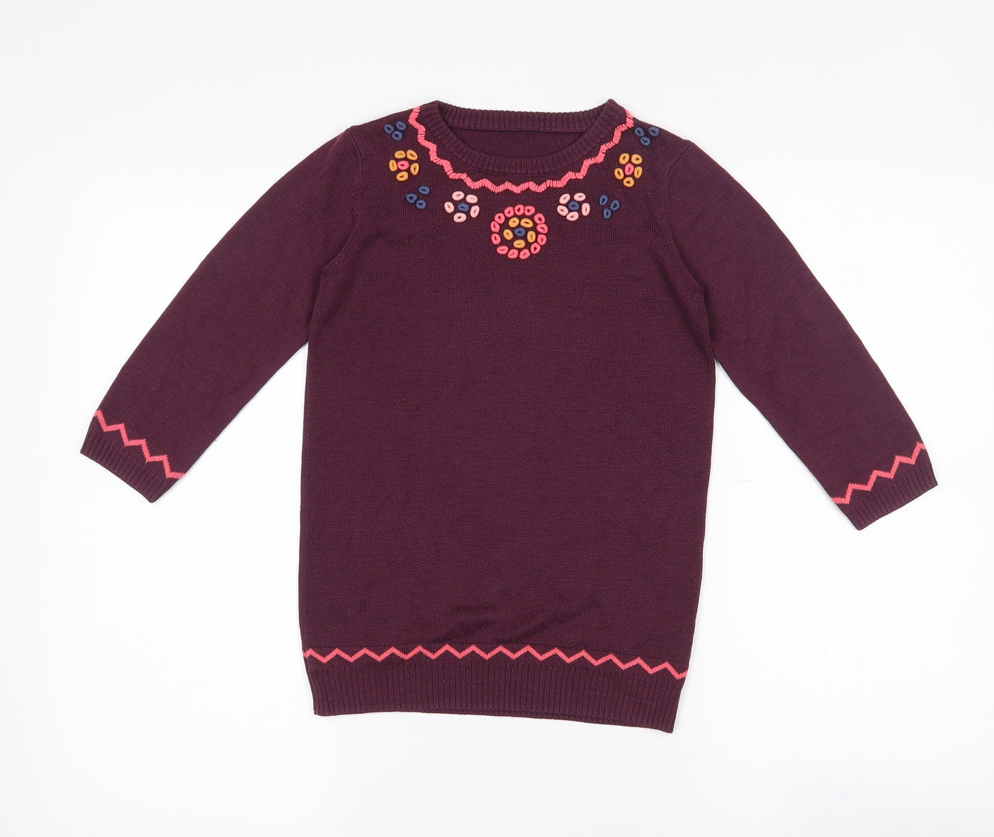 Nutmeg Girls Purple  Acrylic Jumper Dress  Size 4-5 Years  Crew Neck