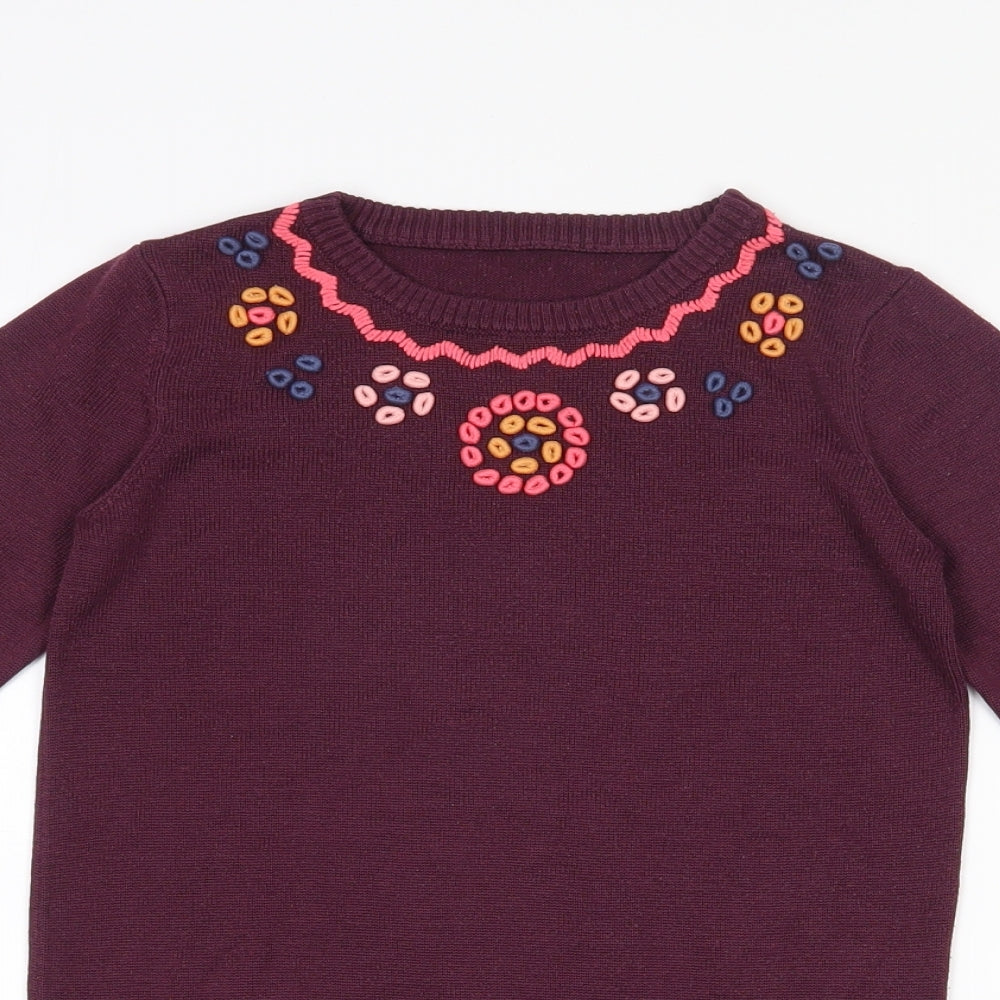 Nutmeg Girls Purple  Acrylic Jumper Dress  Size 4-5 Years  Crew Neck