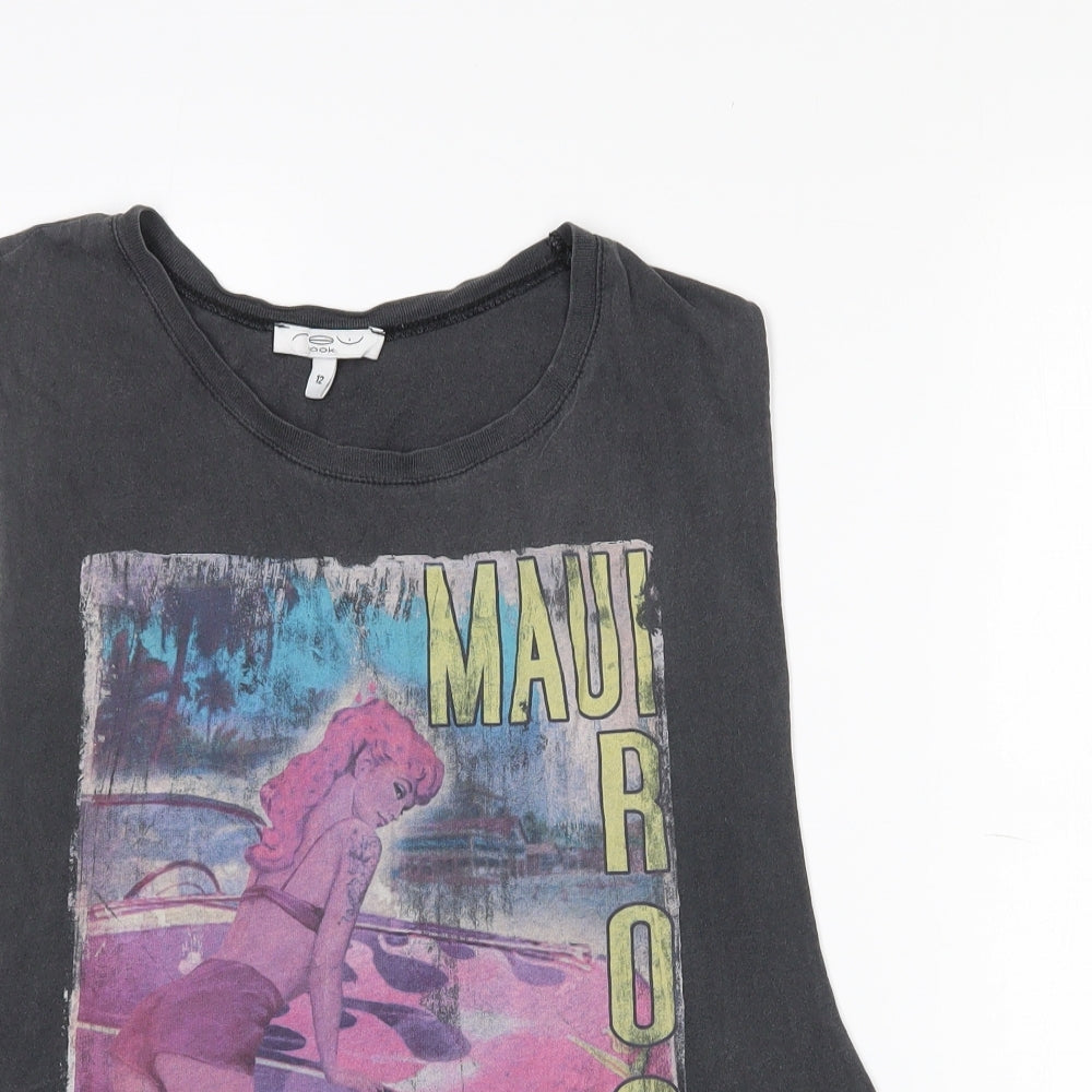 New Look Womens Black  Cotton Basic Tank Size 12 Crew Neck