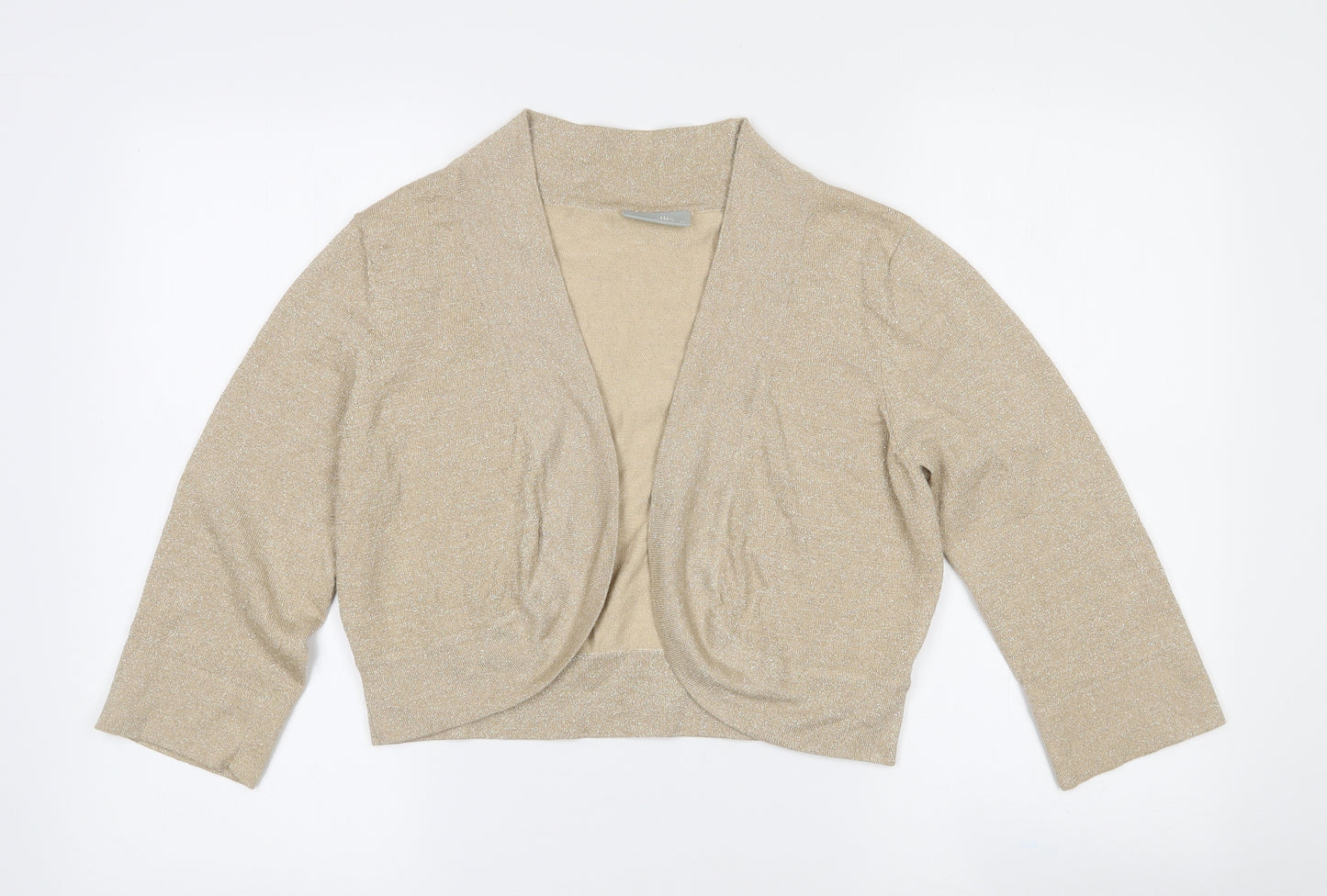 Wallis Womens Gold Collared  Viscose Shrug Jumper Size M