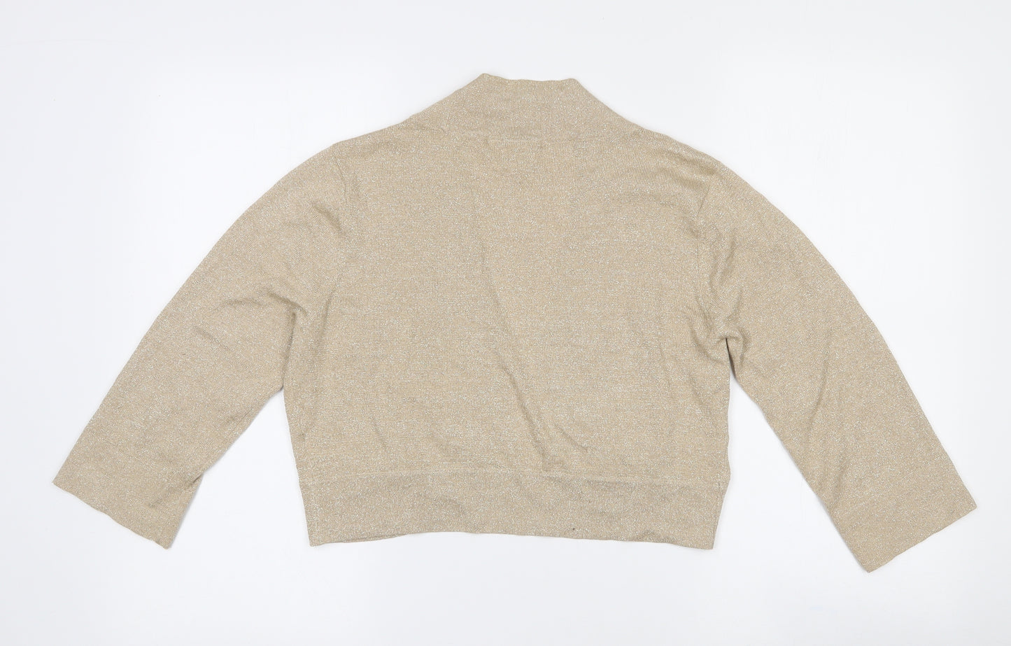 Wallis Womens Gold Collared  Viscose Shrug Jumper Size M