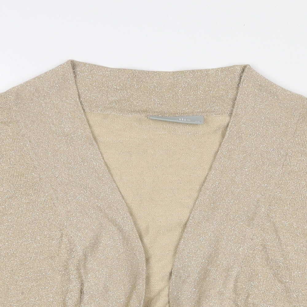 Wallis Womens Gold Collared  Viscose Shrug Jumper Size M