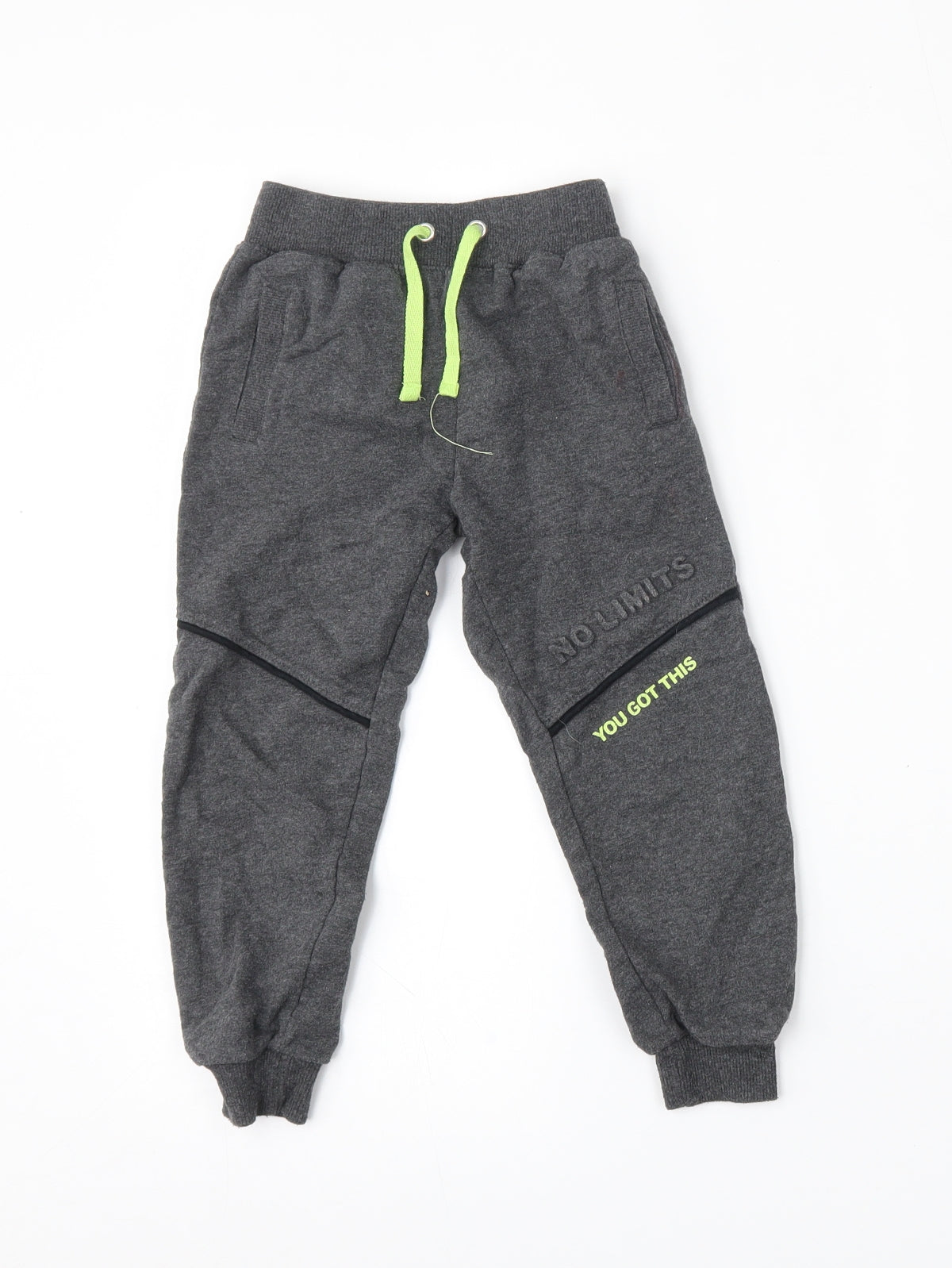 Jeff&Co Boys Grey  Polyester Jogger Trousers Size 3-4 Years  Regular Tie