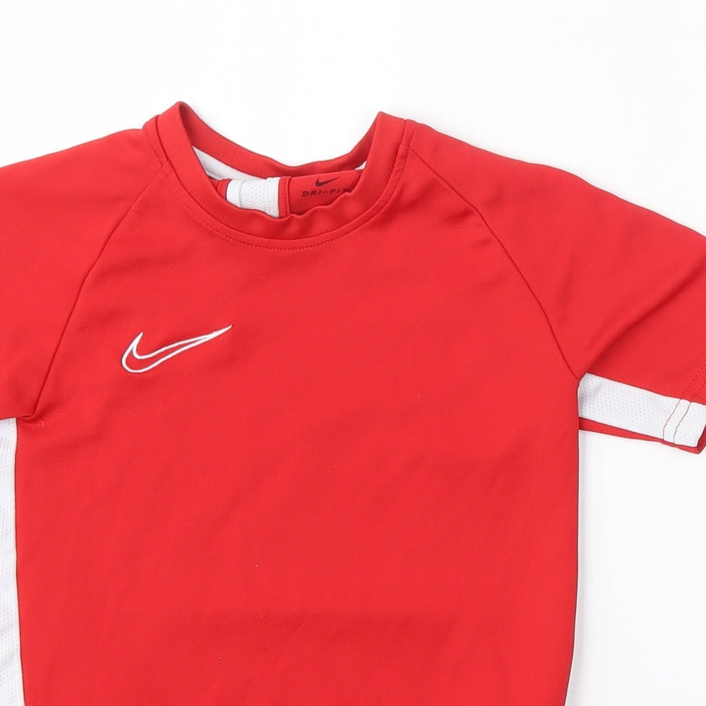 Nike Boys Red  Polyester Basic T-Shirt Size 8-9 Years Round Neck