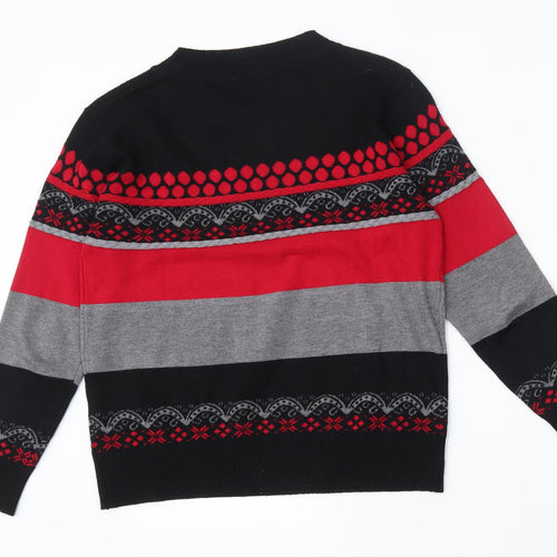 Moda Impression Womens Multicoloured Round Neck Geometric Cotton Pullover Jumper Size M