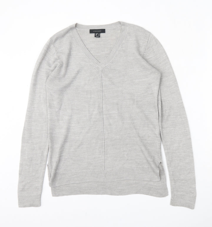 Atmosphere Womens Grey V-Neck  Acrylic Pullover Jumper Size 8