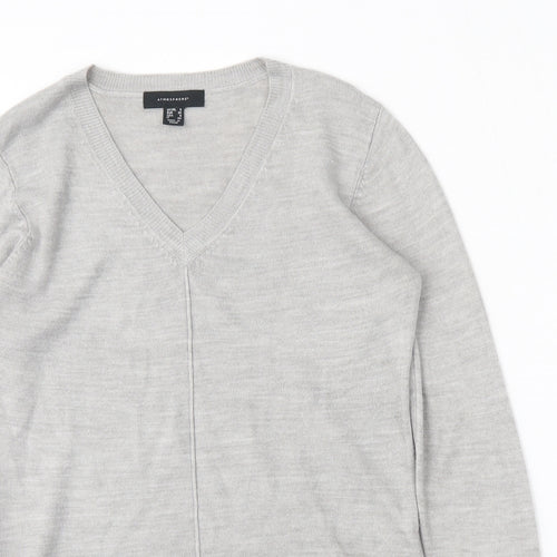 Atmosphere Womens Grey V-Neck  Acrylic Pullover Jumper Size 8