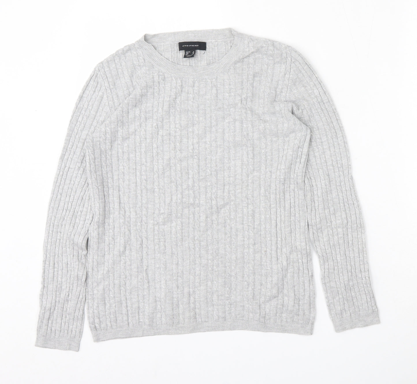 Atmosphere Womens Grey Round Neck  Polyester Pullover Jumper Size 12