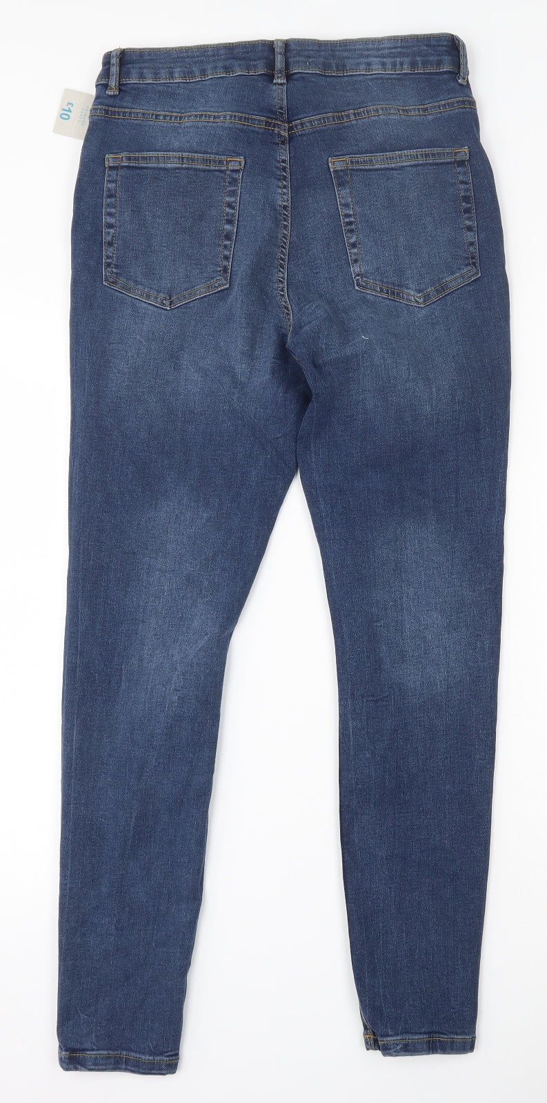 Primark Womens Blue  Cotton Skinny Jeans Size 14 L30 in Regular Button