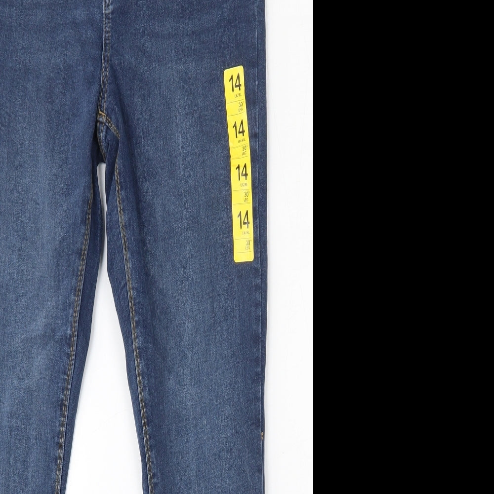 Primark Womens Blue  Cotton Skinny Jeans Size 14 L30 in Regular Button