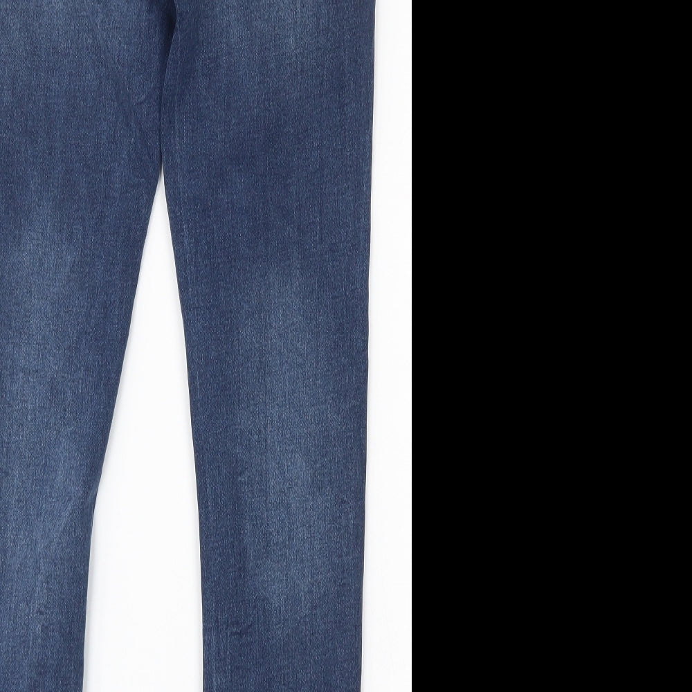 Primark Womens Blue  Cotton Skinny Jeans Size 14 L30 in Regular Button