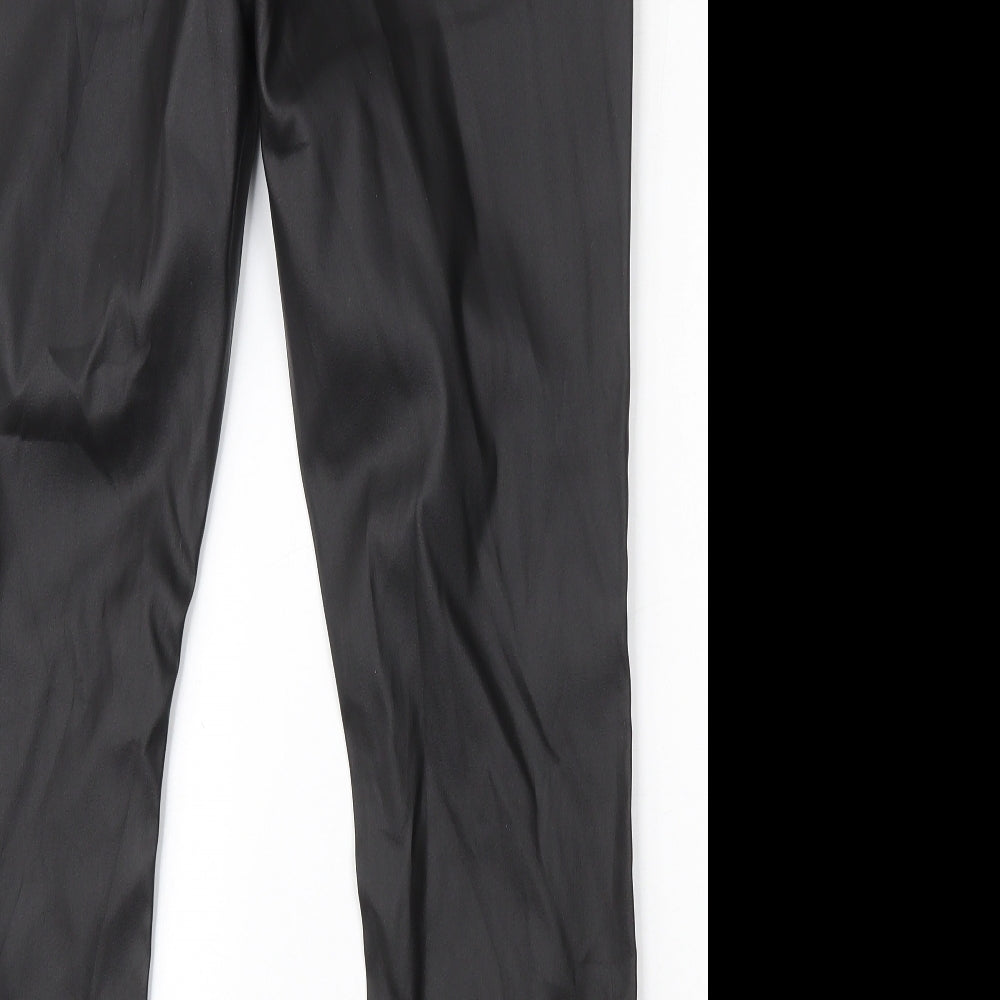 Primark Womens Black  Polyester Trousers  Size 18 L28 in Regular Zip - Leather Look