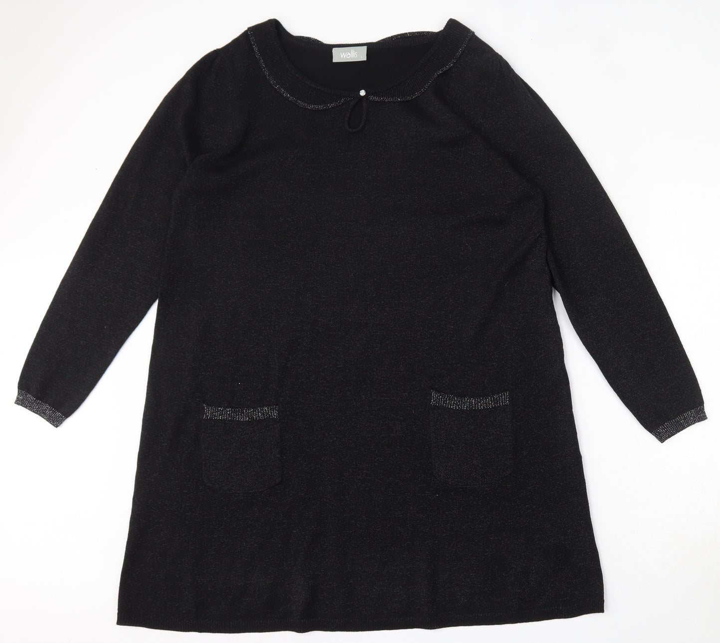 Wallis Womens Black  Acrylic Trapeze & Swing  Size L  Round Neck